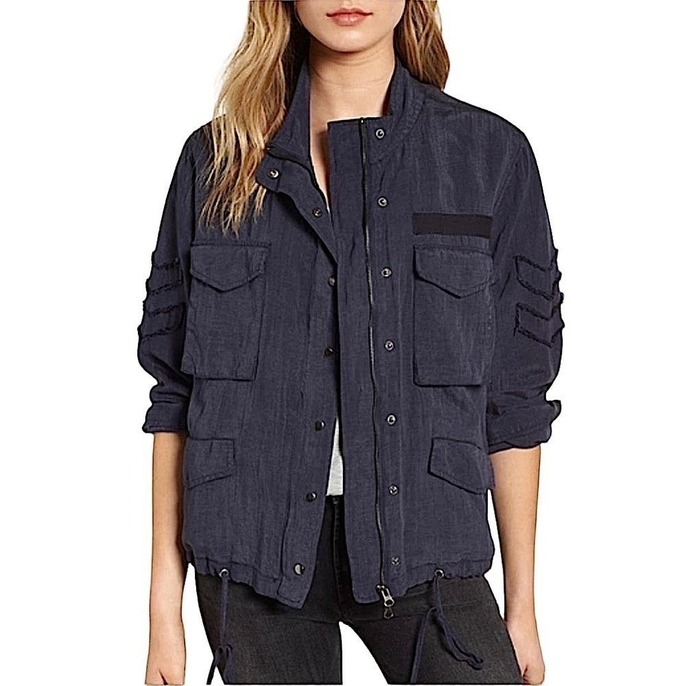 Rails Navy Halifax Drawstring Zip Front Jacket Size Small